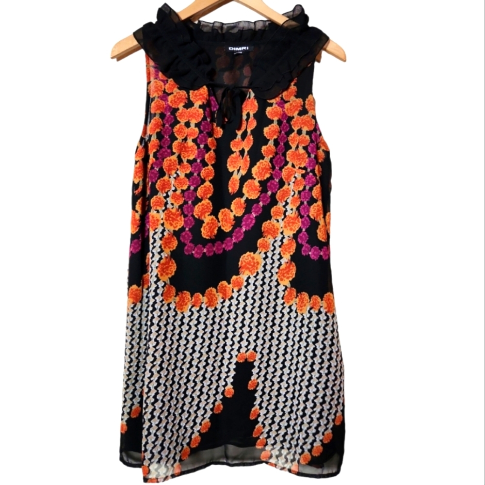 DIMRI M BLACK FLORAL HALTER DRESS